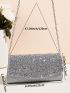 Glitter Decor Flap Chain Envelope Bag