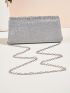 Glitter Decor Flap Chain Envelope Bag