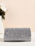 Glitter Decor Flap Chain Envelope Bag