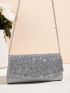 Glitter Decor Flap Chain Envelope Bag