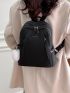 Letter Graphic Classic Backpack With Bag Charm