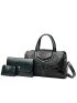 3pcs Crocodile Embossed Top Handle Bag Set