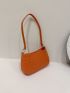 Neon Orange Snakeskin Embossed Baguette Bag