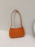 Neon Orange Snakeskin Embossed Baguette Bag