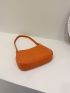 Neon Orange Snakeskin Embossed Baguette Bag