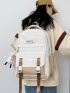 Colorblock Letter Pattern Design Functional Backpack