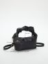 Minimalist Hobo Bag Mini Ruched Handle Black