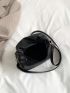 Mini Hobo Bag PU Black With Bag Charm