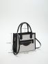 Two Tone Square Bag Zipper Detail Polyester For Daily Life