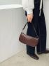 PU Crocodile Baguette Bag Women New Fashion Handbag Zipper Retro Underarm Bag