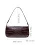 PU Crocodile Baguette Bag Women New Fashion Handbag Zipper Retro Underarm Bag