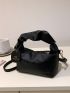 Minimalist Hobo Bag Mini Ruched Handle Black