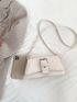 Minimalist Buckle Decor Flap Square Bag