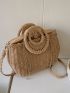 Minimalist Drawstring Design Straw Bag