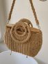 Minimalist Drawstring Design Straw Bag