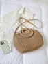 Minimalist Drawstring Design Straw Bag