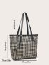 Houndstooth Pattern Shoulder Tote Bag