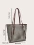 Houndstooth Pattern Shoulder Tote Bag