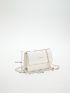 Mini Novelty Bag Fashionable Letter Graphic Scallop Trim Flap Chain PU