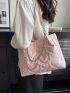 Heart Quilted Chain Decor Shoulder Tote Bag