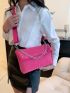 Neon Pink Crossbody Bag With Chain Decor Funky Style