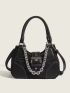 Stitch Detail Chain Decor Shoulder Tote Bag