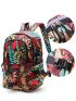 College Wind Water Resistant Student School Camping Bag Leaf Printing Lightweight Travel Trend Backpack