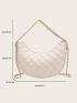 Quilted Pattern Chain Hobo Bag