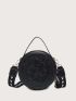 Mini Circle Bag Elephant Embossed PU For Daily Life