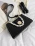 Faux Pearl Decor Baguette Bag