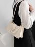 Faux Pearl Decor Baguette Bag