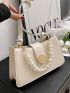 Faux Pearl Decor Baguette Bag