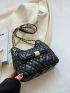 Quilted Detail Chain Hobo Bag