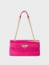 Neon Pink Quilted Flap Chain Baguette Bag