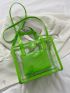 Clear Letter Graphic Square Bag With Inner Pouch
