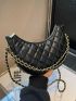 Quilted Pattern Chain Hobo Bag