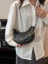 Quilted Pattern Chain Hobo Bag