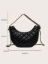 Quilted Pattern Chain Hobo Bag