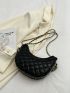 Quilted Pattern Chain Hobo Bag