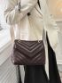 Chevron Quilted Chain Square Bag