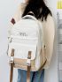 Letter Graphic Buckle Decor Laptop Backpack