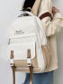 Letter Graphic Buckle Decor Laptop Backpack