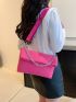 Neon Pink Chain Decor Flap Square Bag