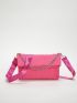 Neon Pink Chain Decor Flap Square Bag