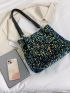 Sequin Decor Shoulder Tote Bag