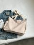 Patched Pocket Canvas Shopper Bag