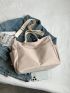 Patched Pocket Canvas Shopper Bag