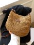 Letter Patch Decor Straw Bag, Mothers Day Gift For Mom