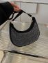 Rhinestone Decor Hobo Bag, Perfect Bride Purse For Wedding, Prom & Party Events