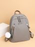 Letter Graphic Classic Backpack With Bag Charm